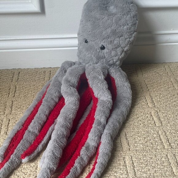 Dan Dee Large 27" Gray Red Octopus Squid Plush Stuffed Animal Collector's Choice - Picture 5 of 6